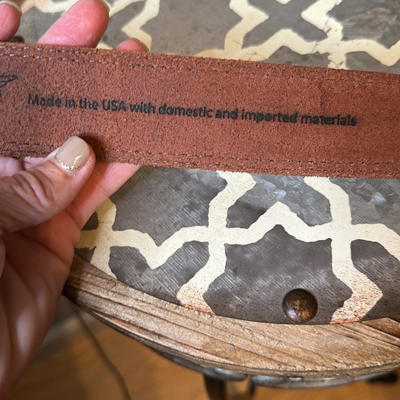 Men's Red Wing Brown Leather Belt with Brass Buckle - Picture 3 of 4